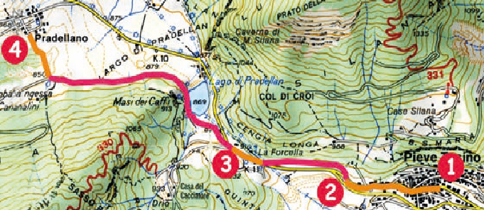 mappa itinerario 3 da pieve a pradellano